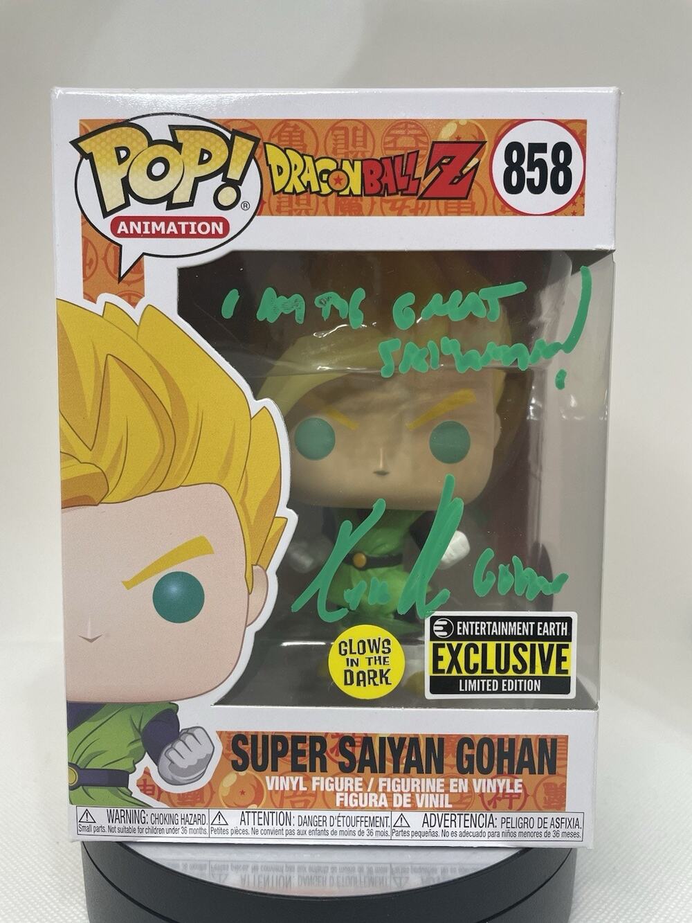 Funko pop Super Saiyan Gohan signed by Kyle Hebert. Certified. Mint